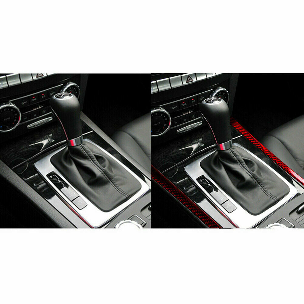 Passend für Rot Kohlefaser Gangschaltung Rahmen Aufkleber Für Mercedes-Benz C-Klasse W204
