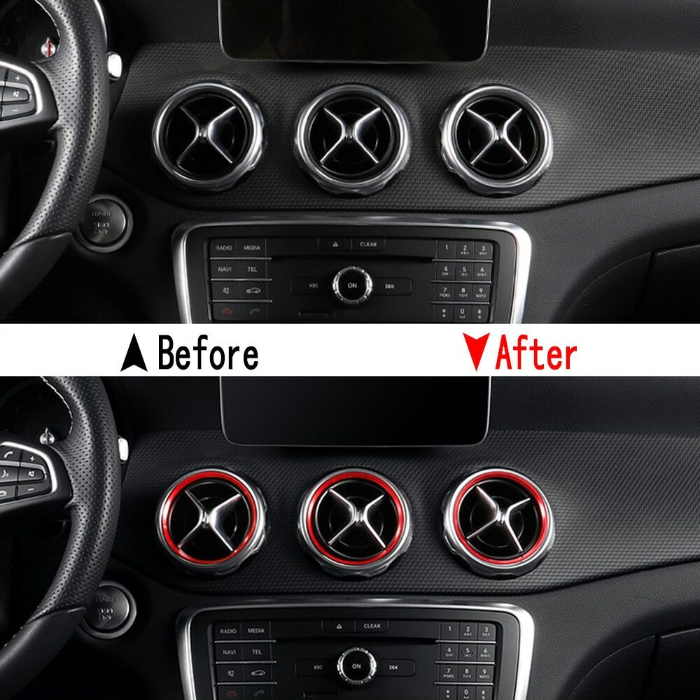Passend für 5x Mercedes Lüftungsringe Zierringe Blenden Rot A W176 B W246 CLA C117 GLA X157