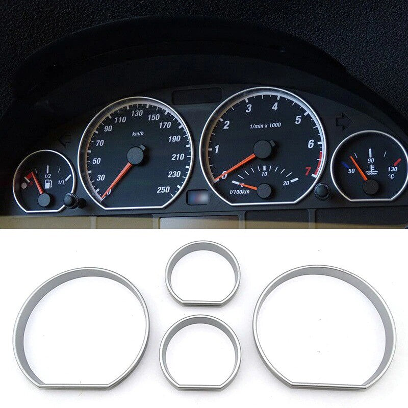 Passend für BMW E46 M3 3 Series Tacho Rahmen Blenden Zierrahmen in Silber