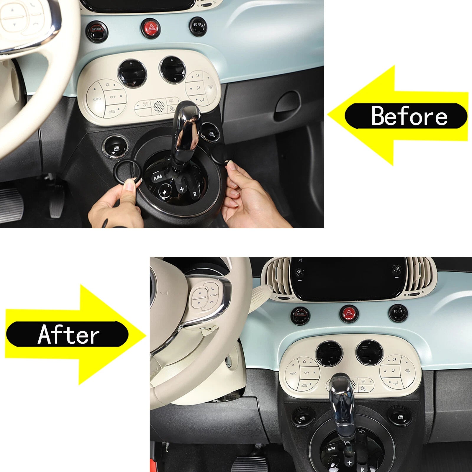 Passend für Fiat 500 Mittelkonsole Blende
