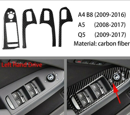 Passend für Audi A4 B8 A5 Q5 Fensterheber Rahmen Blenden Carbon Zierrahmen